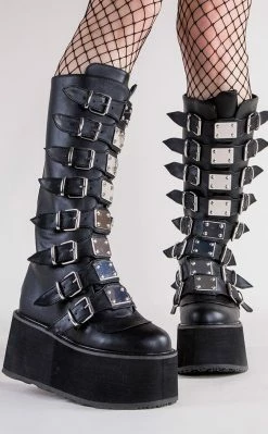Demonia Shoes DAMNED-318 Black Vegan Leather Boots