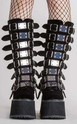 Demonia Shoes DAMNED-318 Black Velvet Boots