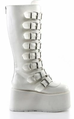 Demonia DAMNED-318 White Vegan Leather Boots (Au Stock) Shoes