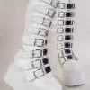 Demonia DAMNED-318 White Vegan Leather Boots Shoes