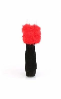 Pleaser DELIGHT-1000 Fur & Black Suede Ankle Boot Pole Shoes