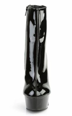 Pleaser DELIGHT-1010 Black Patent & Red Corset Laced Boots