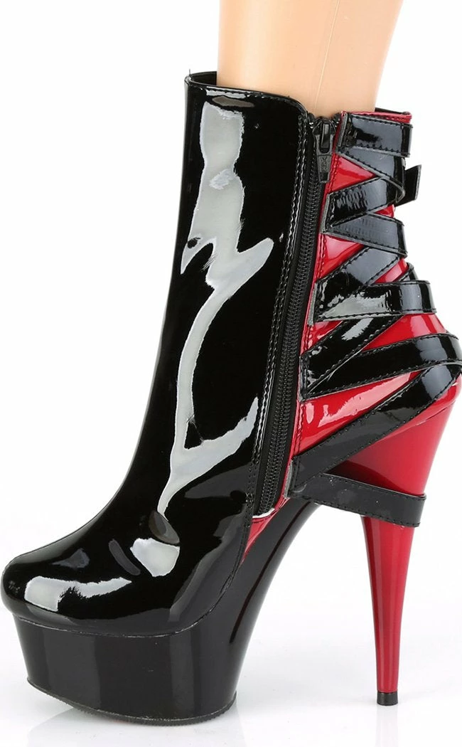 Pleaser DELIGHT-1012 Black/Red Patent Strappy Boots Pole Shoes 5 Pleaser DELIGHT-1012 Black/Red Patent Strappy Boots Pole Shoes