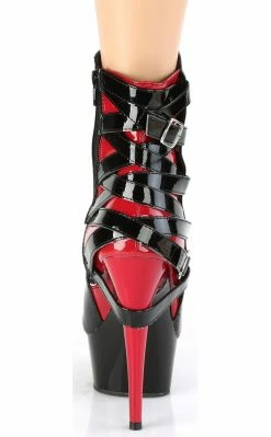 Pleaser DELIGHT-1012 Black/Red Patent Strappy Boots Pole Shoes 10 Pleaser DELIGHT-1012 Black/Red Patent Strappy Boots Pole Shoes