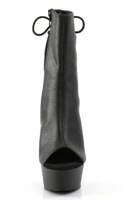 Pleaser DELIGHT-1018 Black Faux Leather Ankle Boots