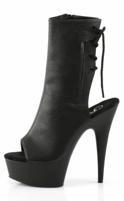 Pleaser DELIGHT-1018 Black Faux Leather Ankle Boots