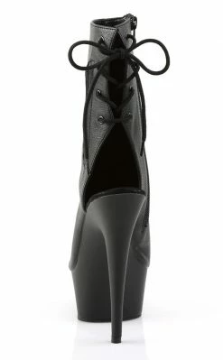 Pleaser DELIGHT-1018 Black Faux Leather Ankle Boots