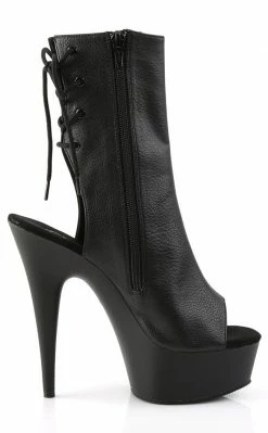 Pleaser DELIGHT-1018 Black Faux Leather Ankle Boots