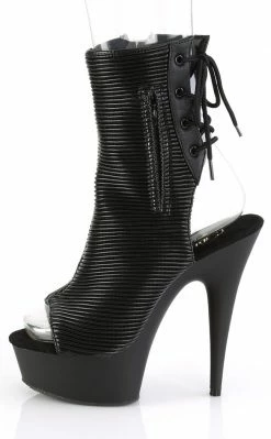 Pleaser DELIGHT-1018 Black Quilted Ankle Boots Pole Shoes