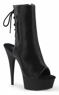 Pleaser DELIGHT-1018 Black Quilted Ankle Boots Pole Shoes