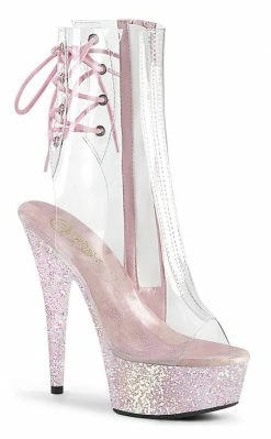 Pleaser DELIGHT-1018C Clear/Opal Multi Glitter Heels Pole Shoes