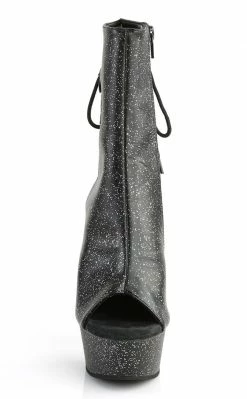 Pleaser DELIGHT-1018MMG Black Faux Leather Ankle Boots Pole Shoes