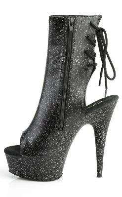 Pleaser DELIGHT-1018MMG Black Faux Leather Ankle Boots Pole Shoes