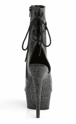 Pleaser DELIGHT-1018MMG Black Faux Leather Ankle Boots Pole Shoes