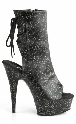 Pleaser DELIGHT-1018MMG Black Faux Leather Ankle Boots Pole Shoes
