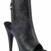 Pleaser DELIGHT-1018MMG Black Faux Leather Ankle Boots Pole Shoes