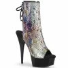 Pleaser DELIGHT-1018SP Snake Print Ankle Boots Pole Shoes