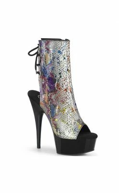 Pleaser DELIGHT-1018SP Snake Print Ankle Boots Pole Shoes