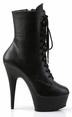 Pleaser Pole Shoes DELIGHT-1020 Black Faux Leather Ankle Boots