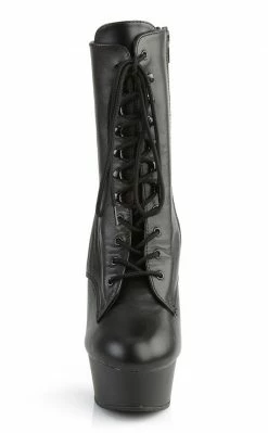 Pleaser DELIGHT-1020 Black Leather Ankle Boots Pole Shoes