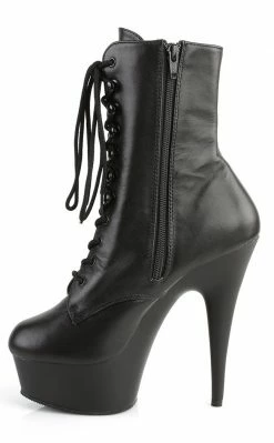 Pleaser DELIGHT-1020 Black Leather Ankle Boots Pole Shoes