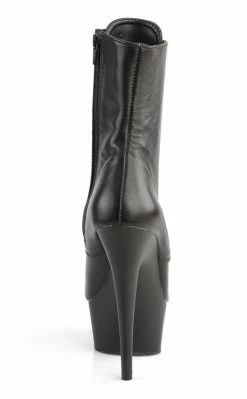 Pleaser DELIGHT-1020 Black Leather Ankle Boots Pole Shoes