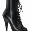 Pleaser DELIGHT-1020 Black Leather Ankle Boots Pole Shoes