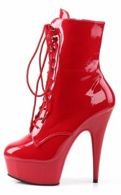 Pleaser Pole Shoes DELIGHT-1020 Red Patent Ankle Boots