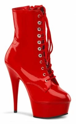 Pleaser Pole Shoes DELIGHT-1020 Red Patent Ankle Boots