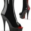 Pleaser DELIGHT-1025 Blk-Red Pat/Blk Ankle Boots