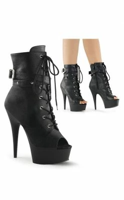 Pleaser DELIGHT-1033 Black / Black Matte Ankle Boots Pole Shoes