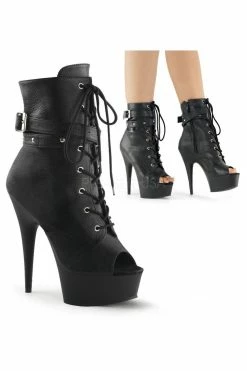 Pleaser DELIGHT-1033 Black / Black Matte Ankle Boots Pole Shoes
