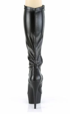 Pleaser DELIGHT-2000 Black / Black Matte Knee High Boots
