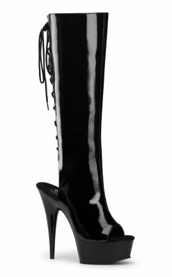 Pleaser Pole Shoes DELIGHT-2018 Black Knee High Boots