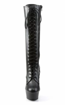 Pleaser Pole Shoes DELIGHT-2023 Black / Black Matte Knee High Boots