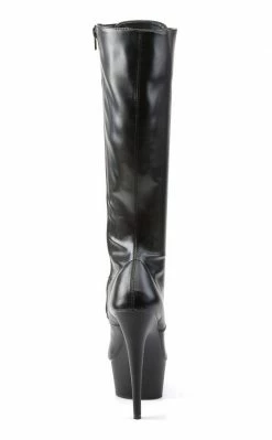 Pleaser Pole Shoes DELIGHT-2023 Black / Black Matte Knee High Boots
