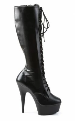 Pleaser Pole Shoes DELIGHT-2023 Black / Black Matte Knee High Boots