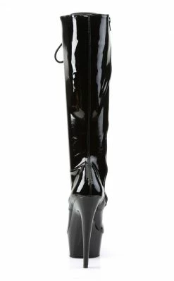 Pleaser DELIGHT-2023 Black Patent Knee High Boots