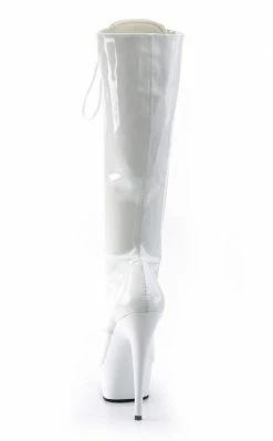 Pleaser DELIGHT-2023 White Knee High Boots