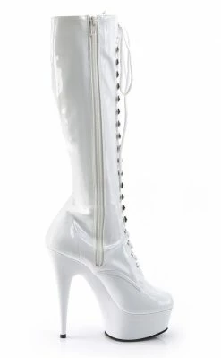 Pleaser DELIGHT-2023 White Knee High Boots
