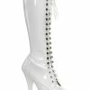 Pleaser DELIGHT-2023 White Knee High Boots