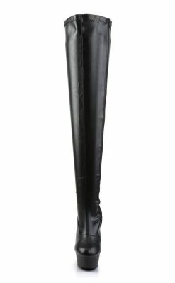 Pleaser Pole Shoes DELIGHT-3000 Black / Black Matte Thigh High Boots