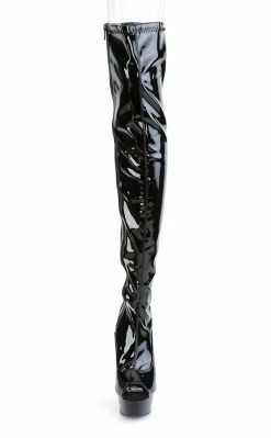Pleaser DELIGHT-3011 Black Patent Thigh High Boots Pole Shoes