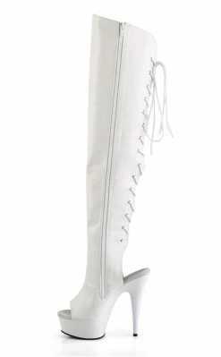 Pleaser Pole Shoes DELIGHT-3019 White Thigh High Boots