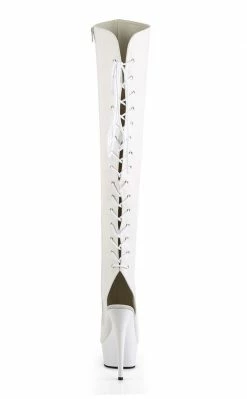 Pleaser Pole Shoes DELIGHT-3019 White Thigh High Boots