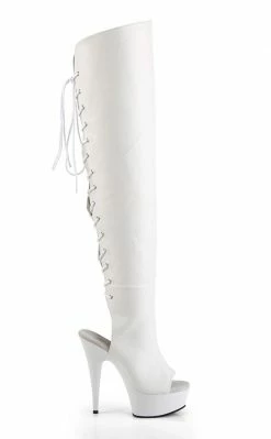 Pleaser Pole Shoes DELIGHT-3019 White Thigh High Boots