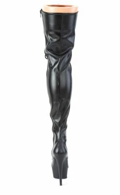 Pleaser DELIGHT-3023 Black / Black Matte Thigh High Boots