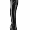 Pleaser DELIGHT-3023 Black / Black Matte Thigh High Boots