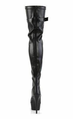 Pleaser Pole Shoes DELIGHT-3025 Black / Black Matte Thigh High Boots