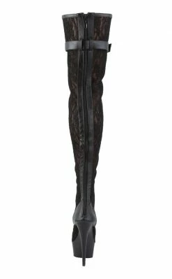 Pleaser DELIGHT-3025ML Black / Black Matte Thigh High Boots Pole Shoes
